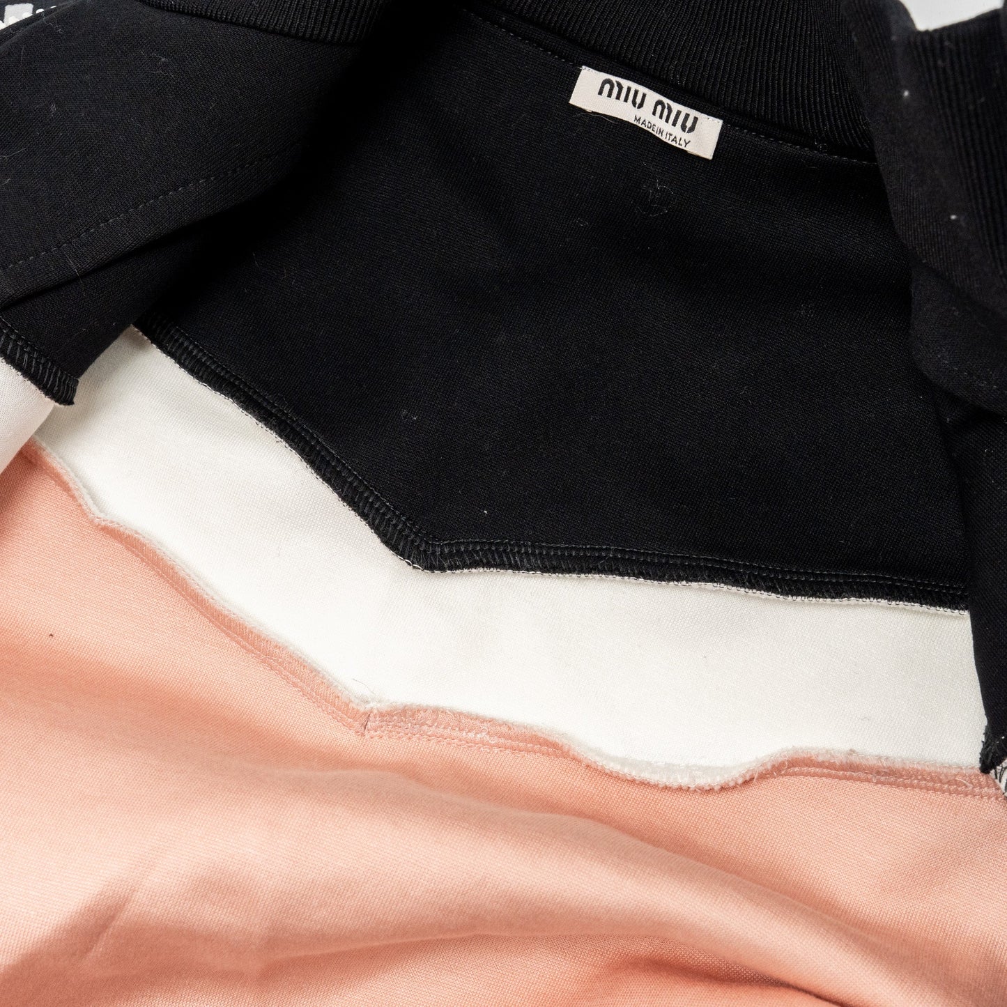 Miu Miu Size XS Short Jacket Cotton/Polyamide Black/White/Pink