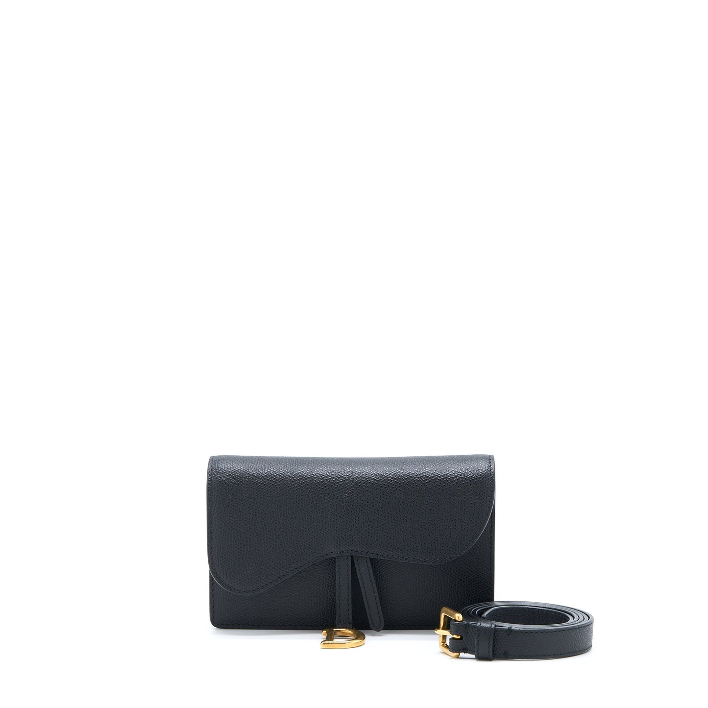 Luxury Dior Saddle Belt Pouch Grained Calfskin Black GHW