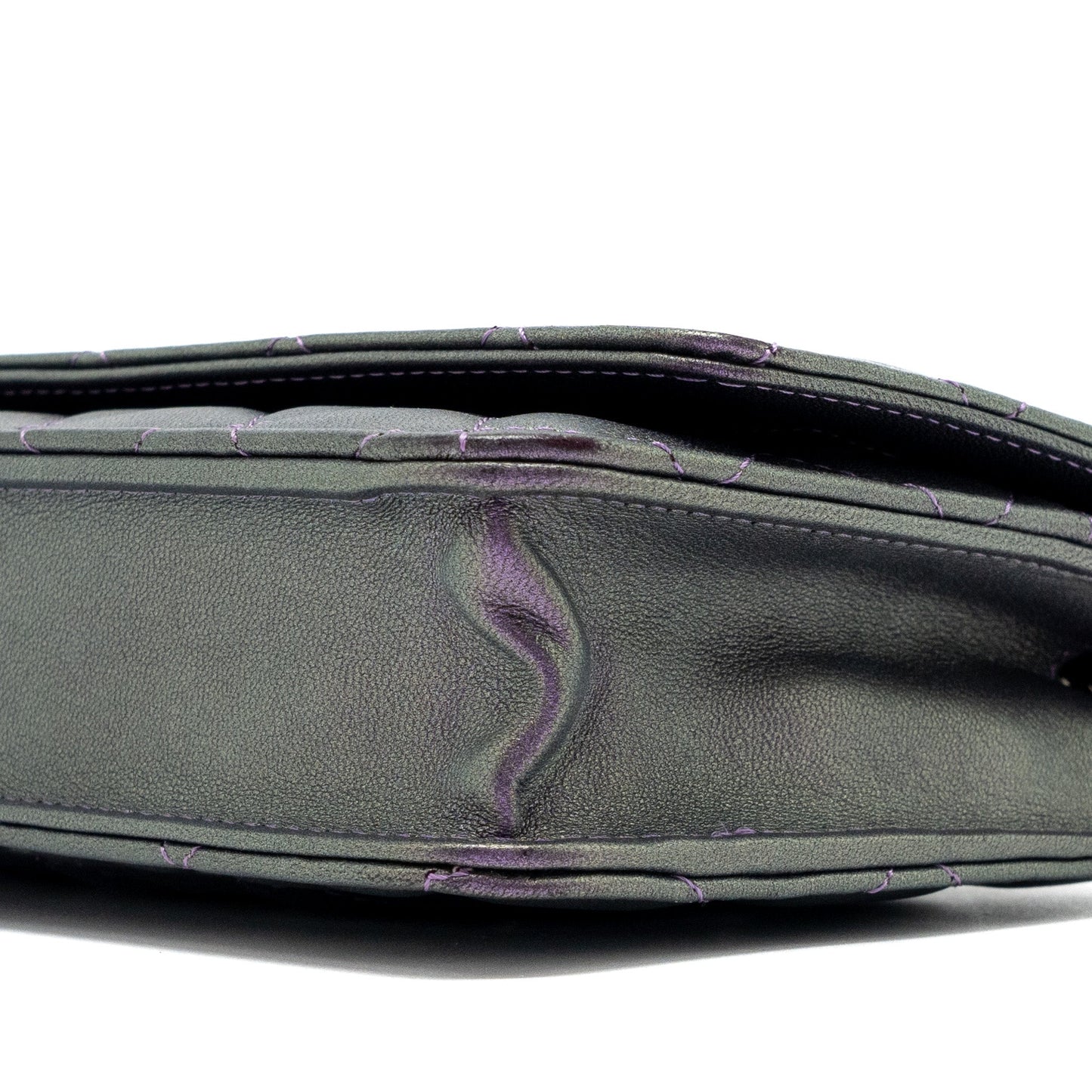 Chanel Classic Wallet On Chain Lambskin Iridescent Purple Ruthenium Hardware