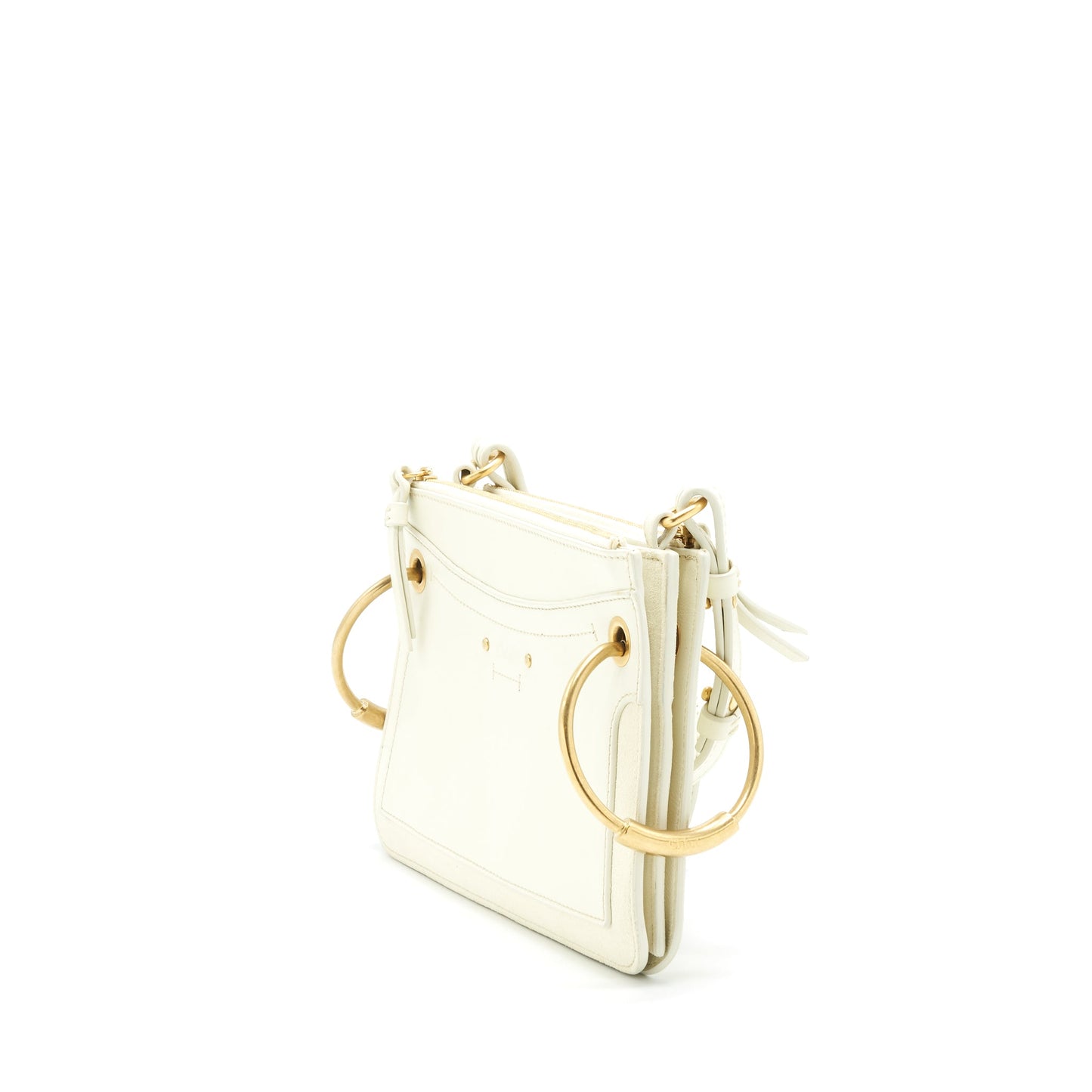 Chloe Double Zip crossbody Bag White GHW