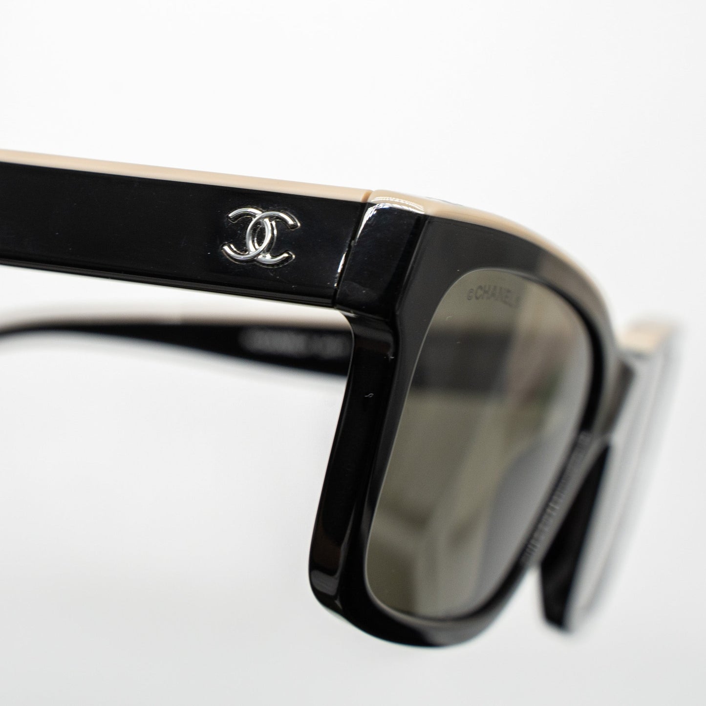 Chanel 5417 Square Sunglasses Black/Beige SHW