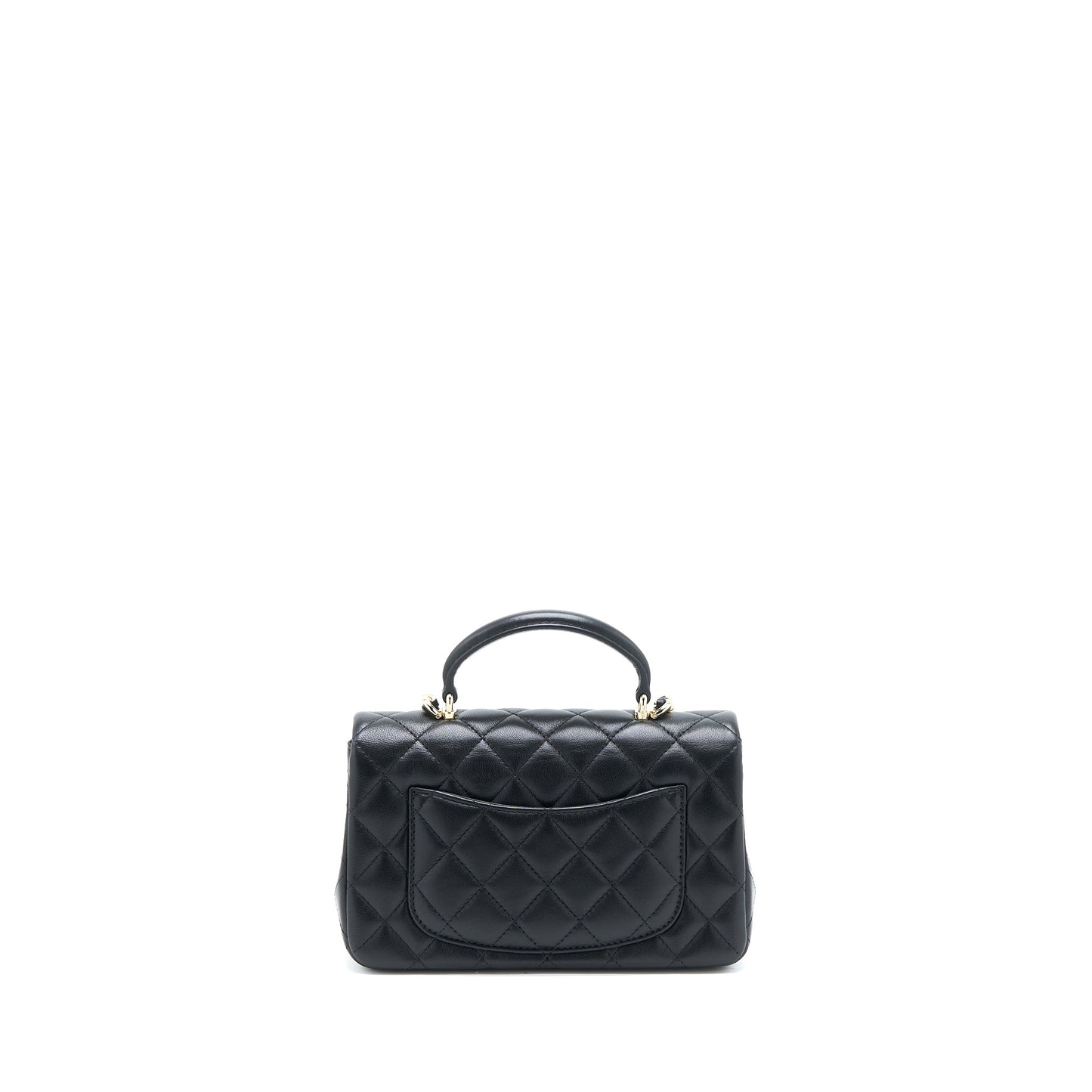 Chanel Top Handle Mini Rectangular Flap Bag Lambskin Black LGHW (Microchip)