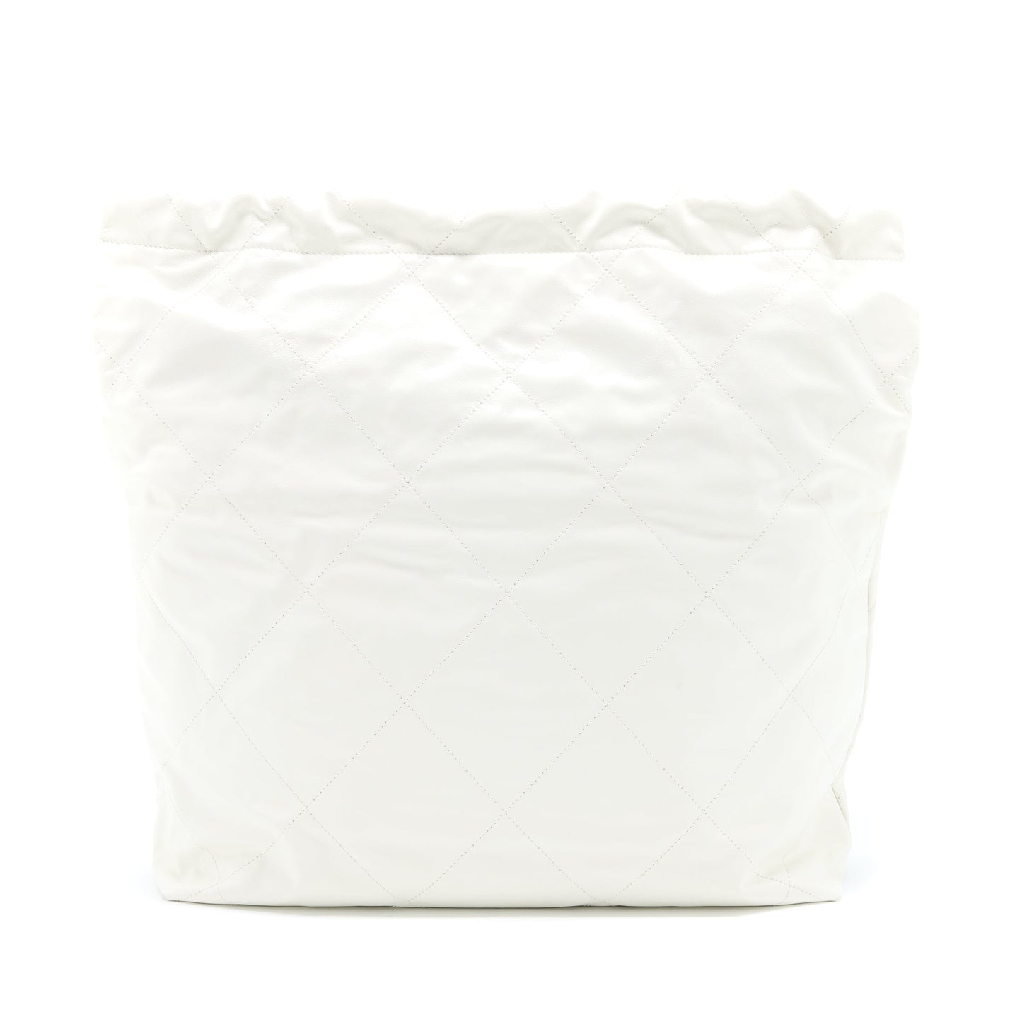 Chanel Large 22 Bag Calfskin White Brushed GHW (Microchip)