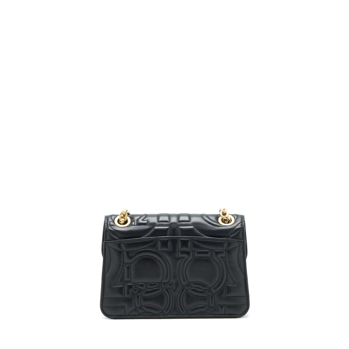 Ferragamo Quilted Gancini Flap Bag Calfskin black GHW