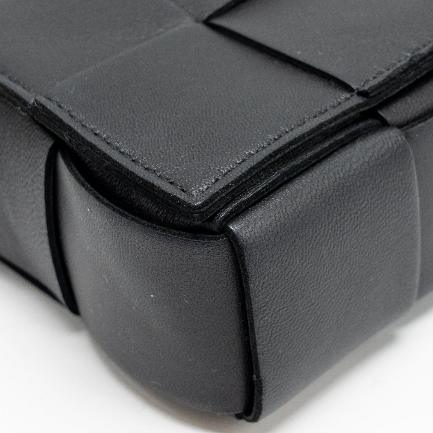Bottega Veneta Intreccio Cassette Mini Bag Lambskin Black GHW