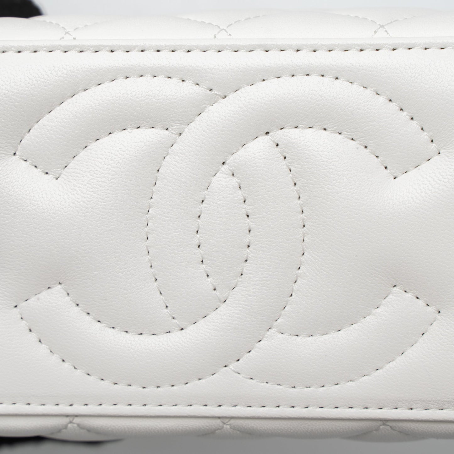 Chanel Pearl Crush Long Vanity with Chain Lambskin White Brushed GHW (Microchip)