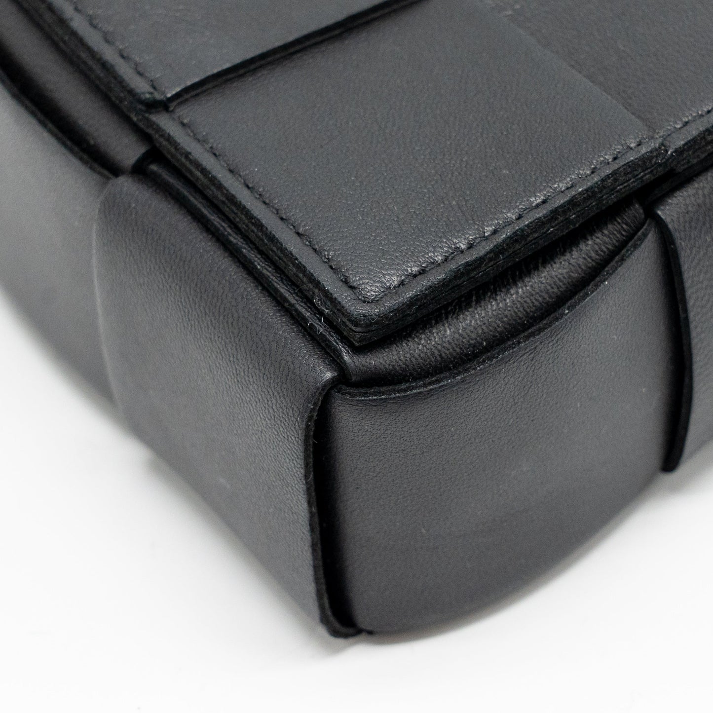 Bottega Veneta Intreccio Cassette Mini Bag Lambskin Black GHW