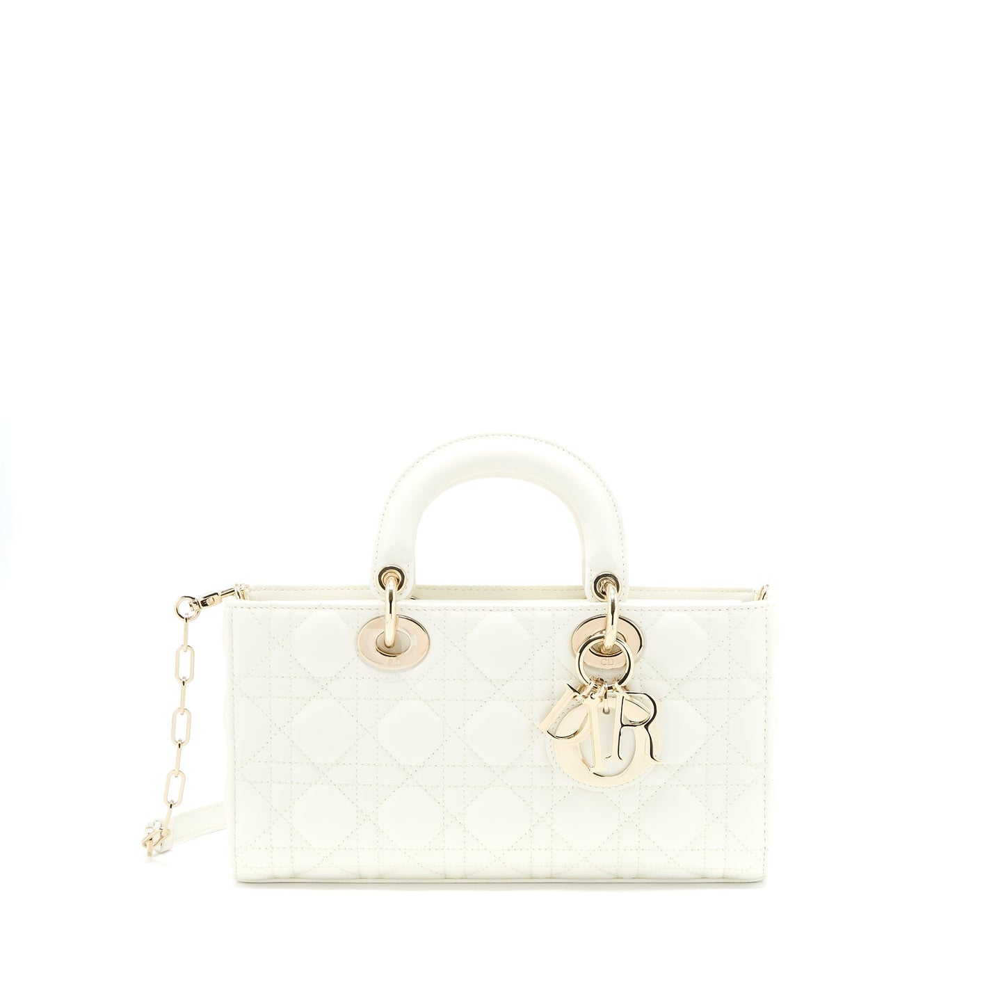Luxury Dior Lady D-Joy Bag Latte Cannage Lambskin White LGHW