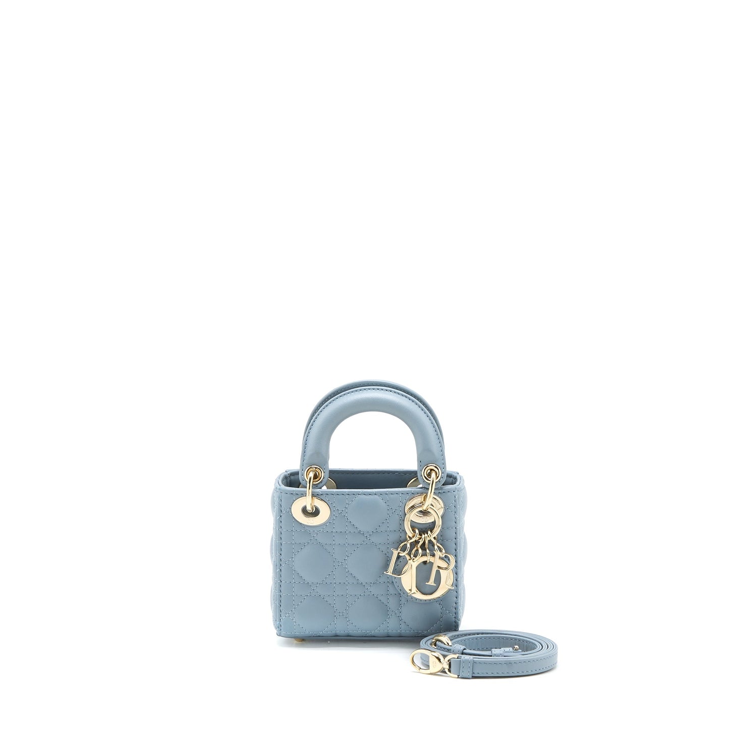 Luxury Dior Micro Lady Luxury Dior Bag Cannage Lambskin Cloud Blue LGHW