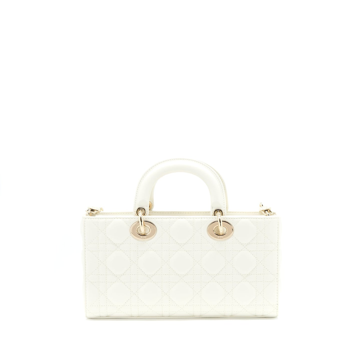 Luxury Dior Lady D-Joy Bag Latte Cannage Lambskin White LGHW