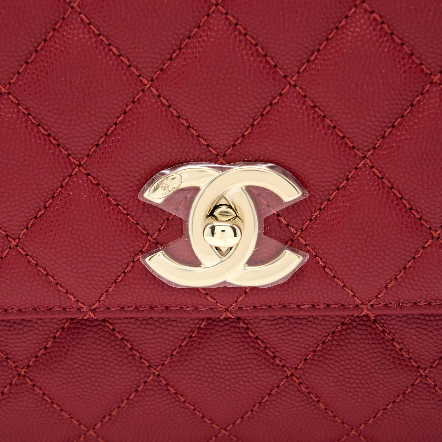 Chanel Medium Coco Handle Caviar Red LGHW (Microchip)