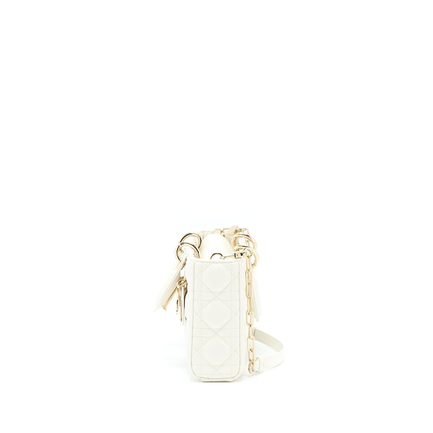 Luxury Dior Lady D-Joy Bag Latte Cannage Lambskin White LGHW