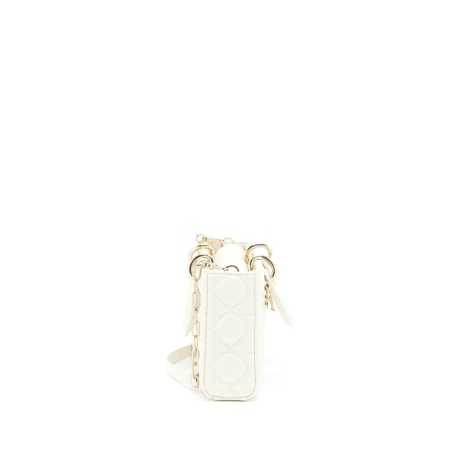 Luxury Dior Lady D-Joy Bag Latte Cannage Lambskin White LGHW