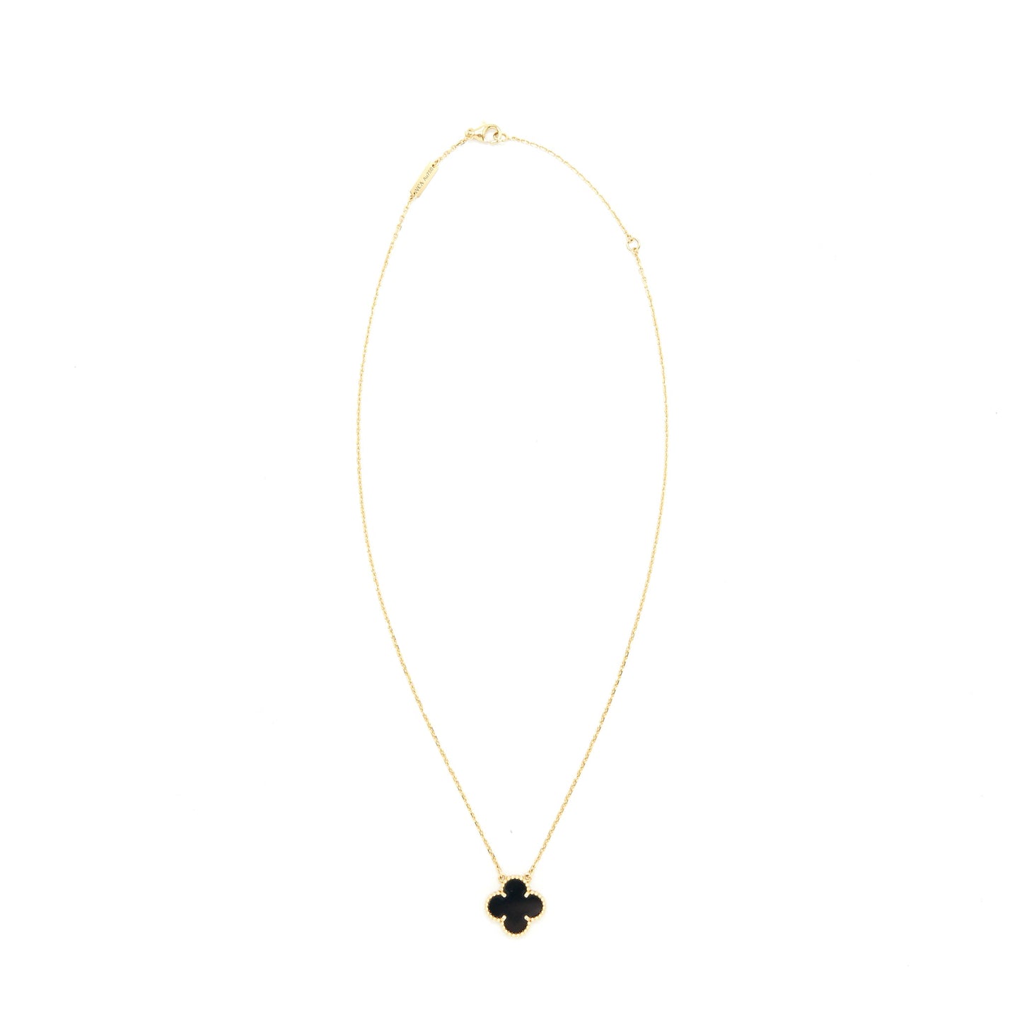 VAN CLEEF & ARPELS VINTAGE ALHAMBRA PENDANT ONYX AND YELLOW GOLD