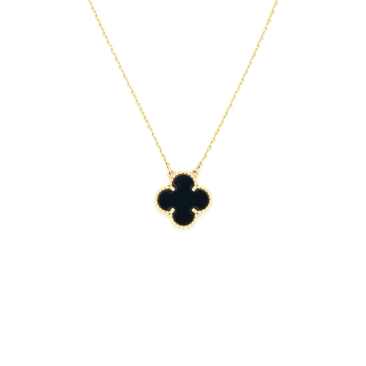 VAN CLEEF & ARPELS VINTAGE ALHAMBRA PENDANT ONYX AND YELLOW GOLD
