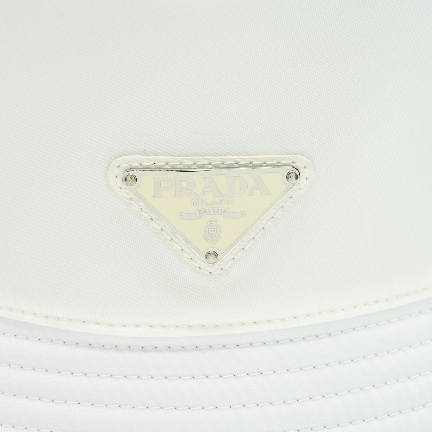 Prada Size M Nylon Bucket Hat In White