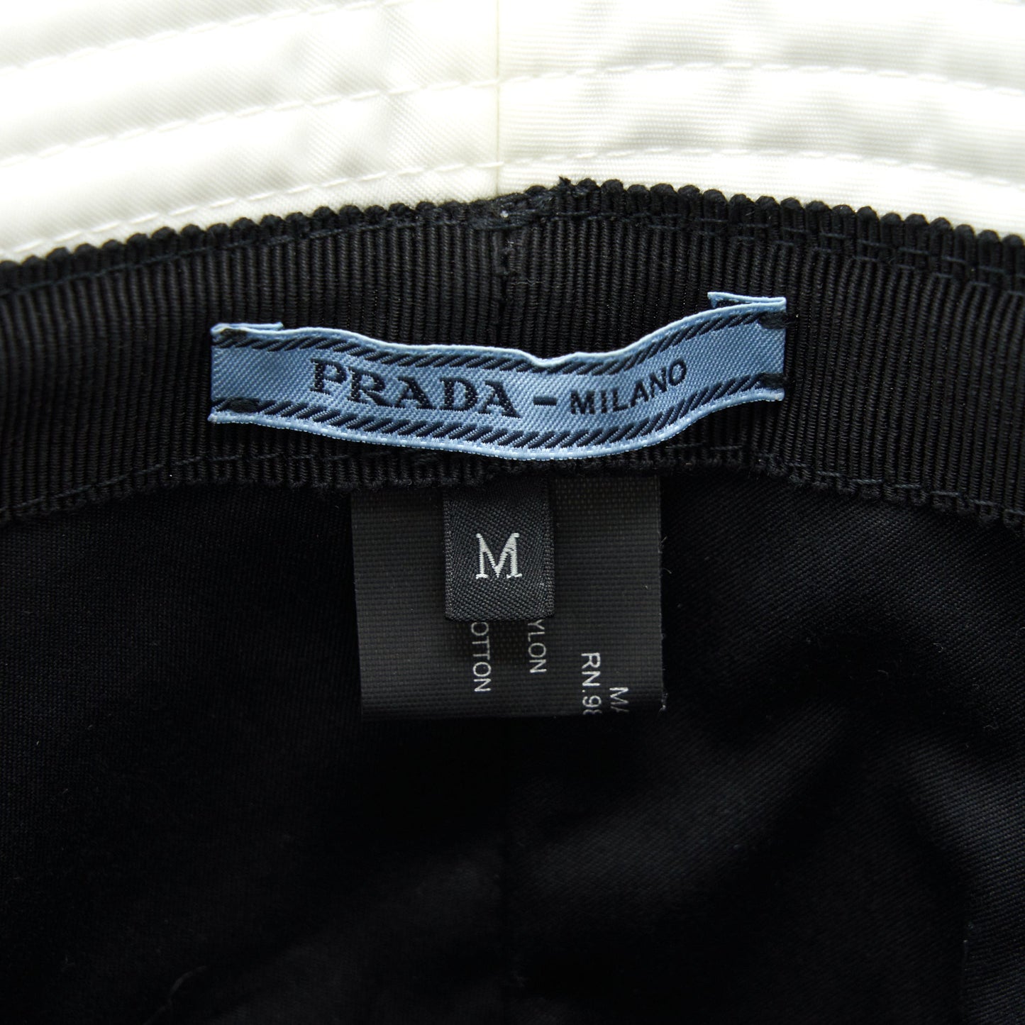 Prada Size M Nylon Bucket Hat In White