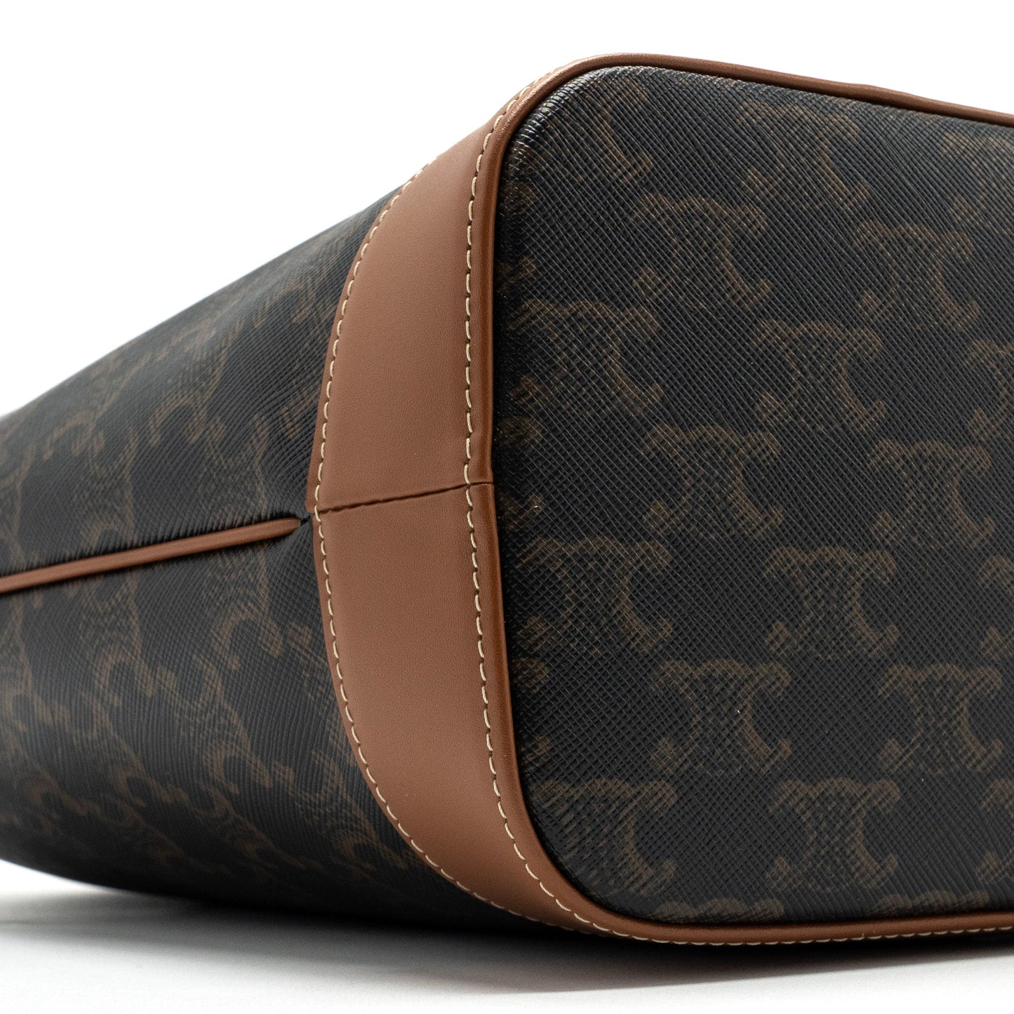 Celine small bucket IN TRIOMPHE CANVAS AND CALFSKIN TAN GHW