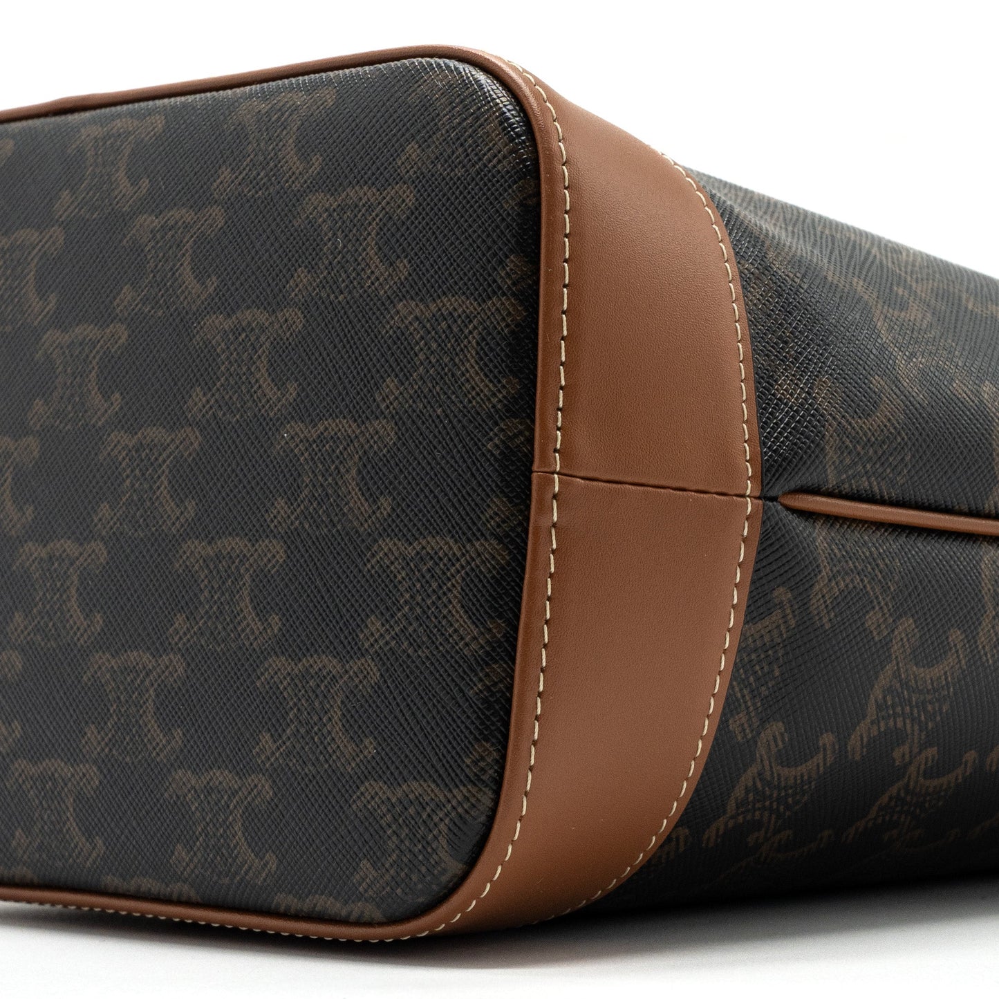 Celine small bucket IN TRIOMPHE CANVAS AND CALFSKIN TAN GHW