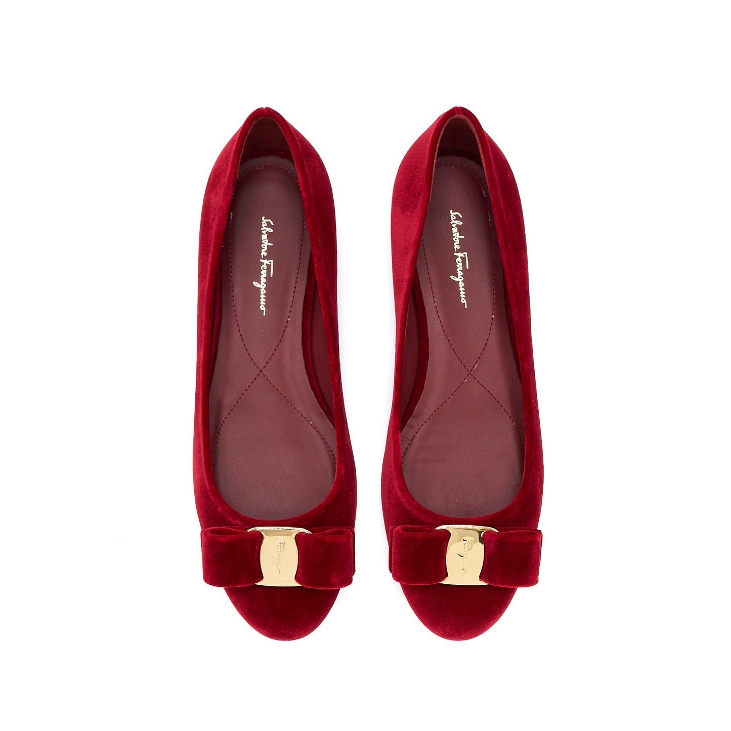 Ferragamo Size 6.5C Varina Ballet Belvet Suede Red