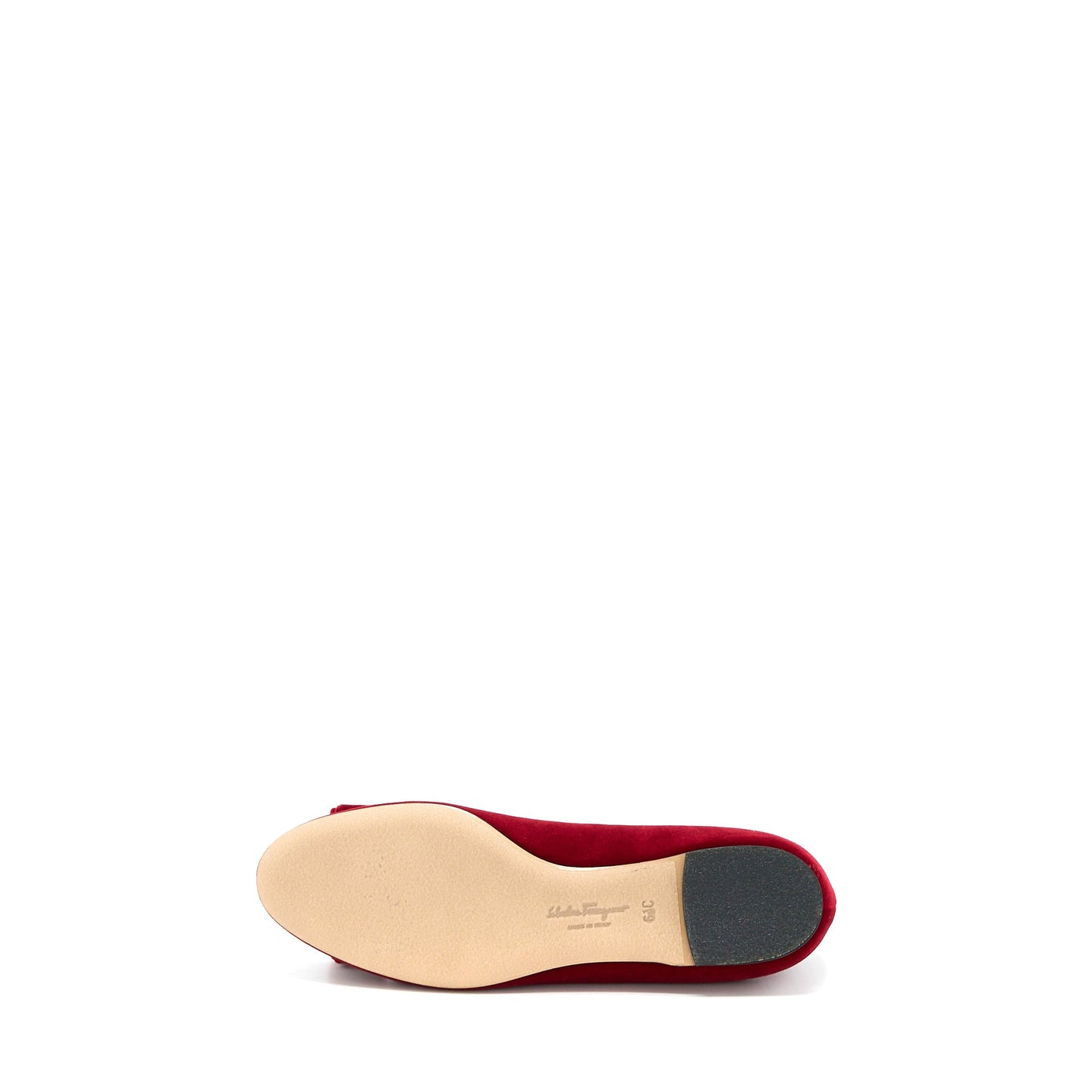 Ferragamo Size 6.5C Varina Ballet Belvet Suede Red