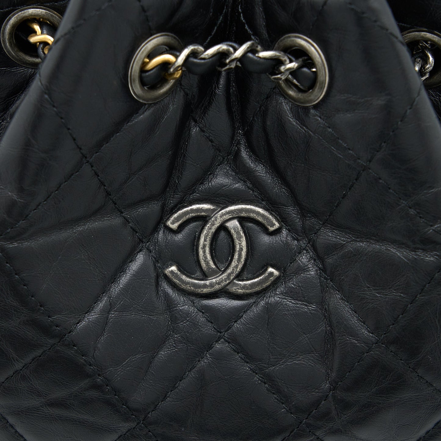 Chanel Small Gabrielle Backpack Aged Calfskin Black Multicolour Hardware
