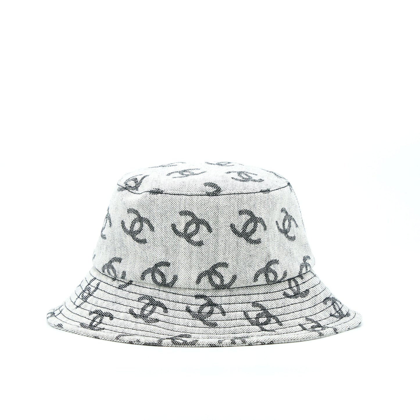 Chanel 22K Size M CC Logo Denim Bucket Hat Blue/Grey