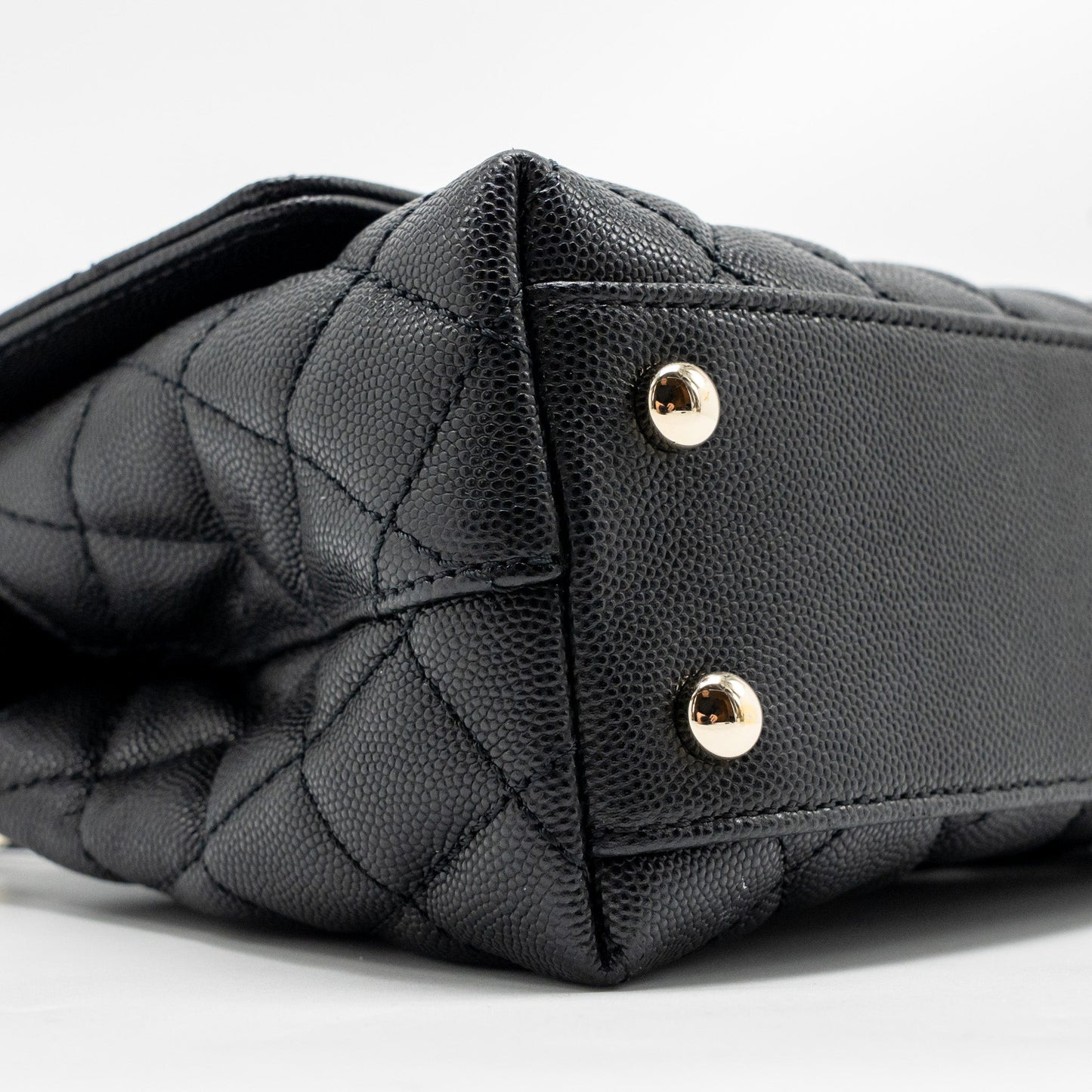 Chanel Small Coco Handle Caviar Black LGHW (Microchip)