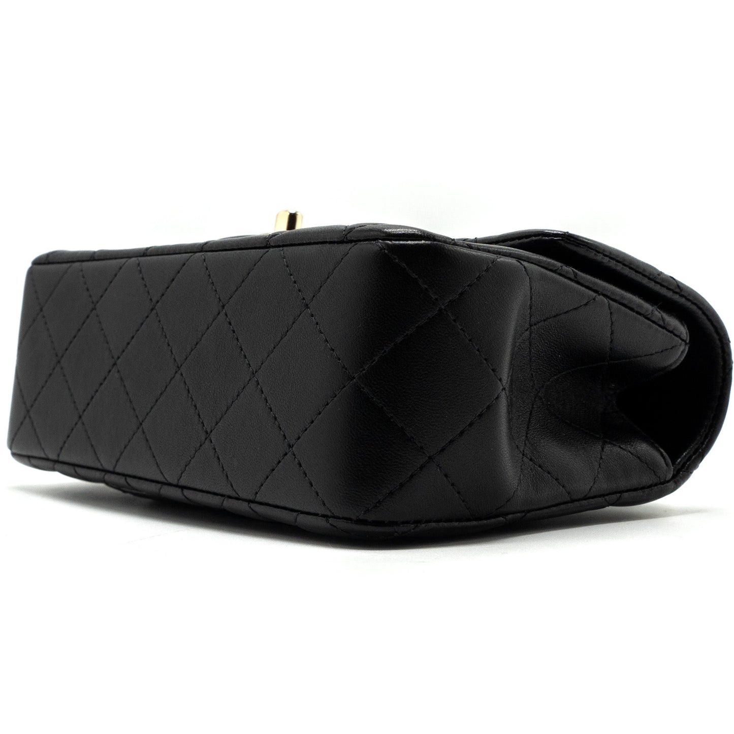 Chanel top handle mini rectangular flap bag lambskin black LGHW (microchip)
