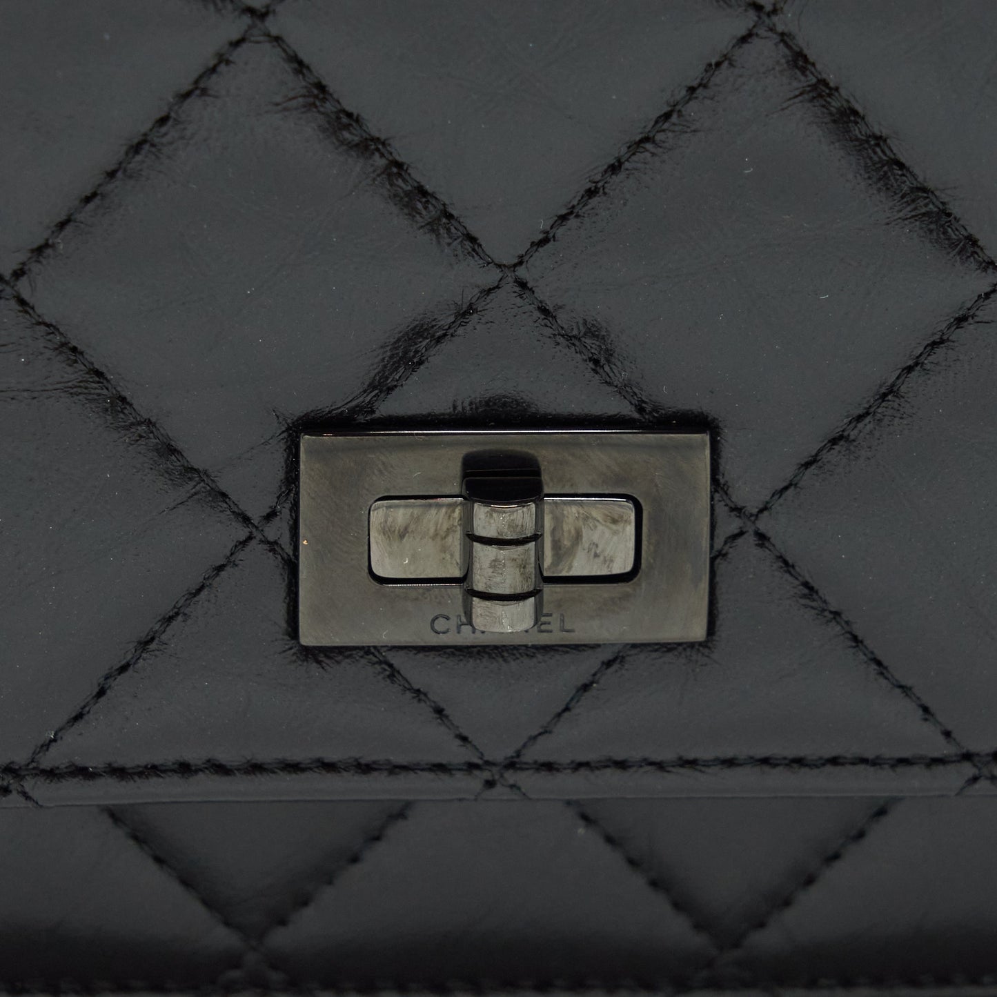 Chanel Reissue Wallet On Chain Aged Calfskin Black with Black Hardware