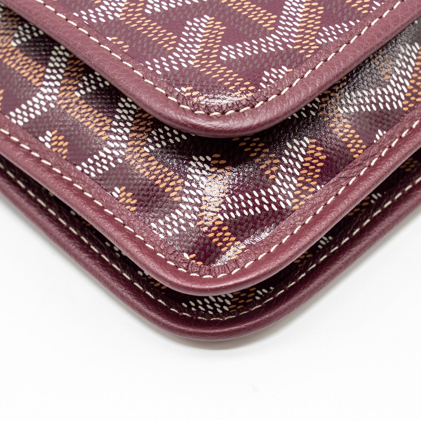 Goyard Plumet Wallet Clutch Goyardine Canvas/Leather Burgundy SHW