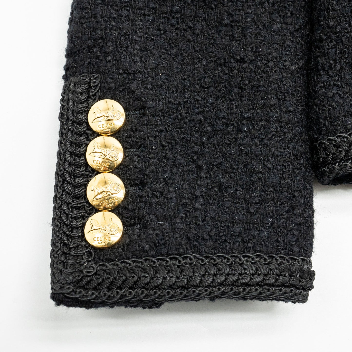 Celine Size 34 Chasseur Jacket Tweed Black