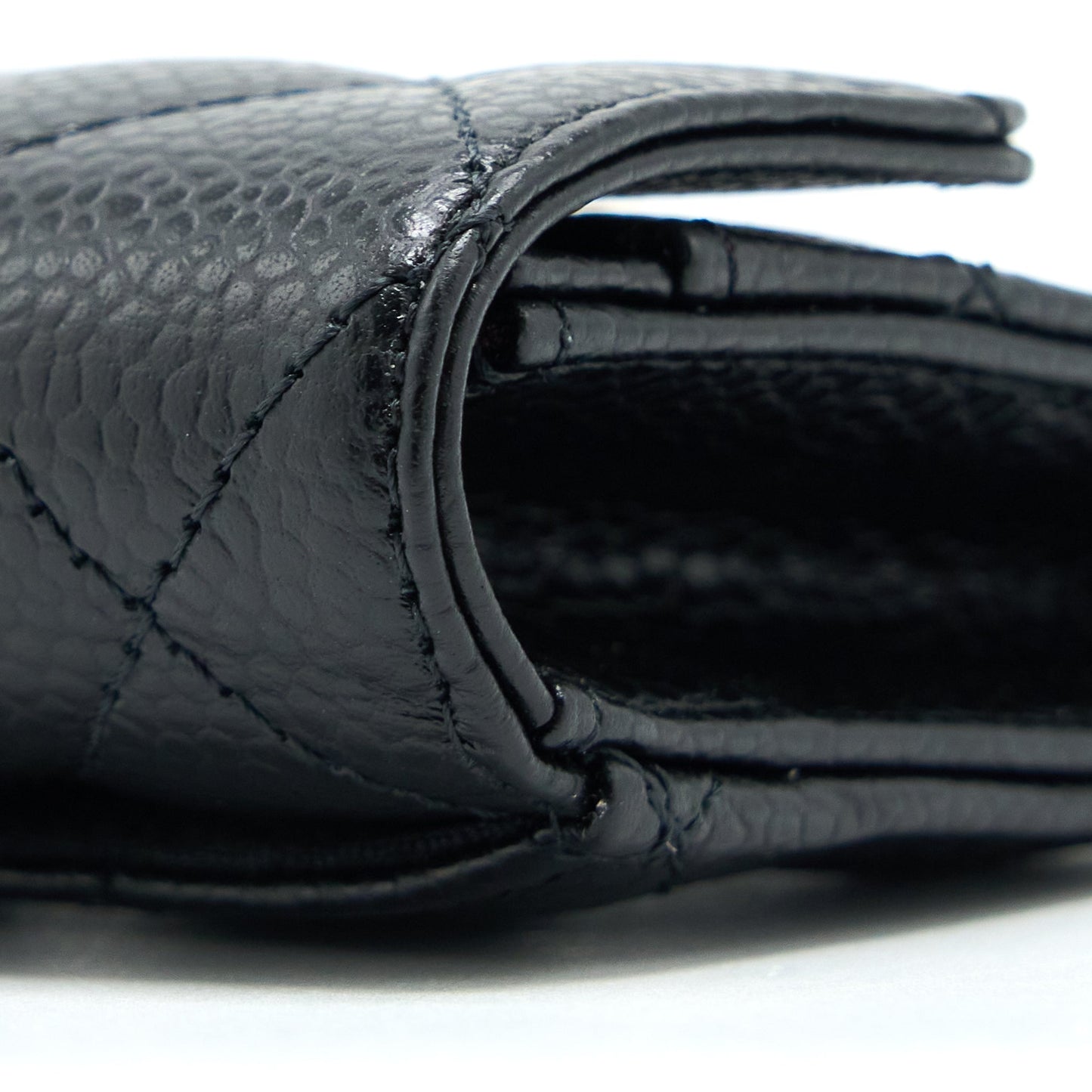 Chanel Classic Quilted Flap Card Holder Caviar Black GHW (Microchip)