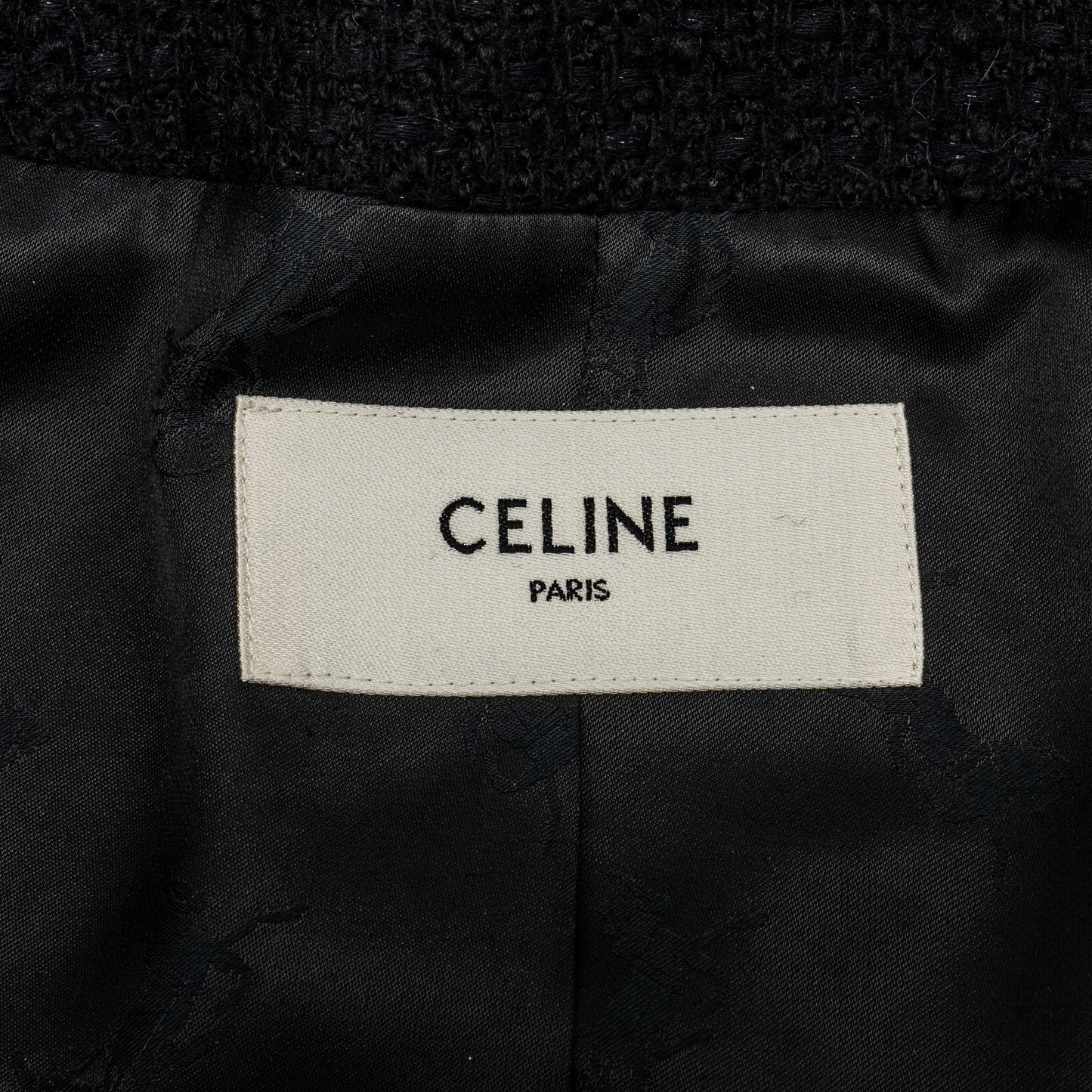 Celine Size 34 Chasseur Jacket Tweed Black