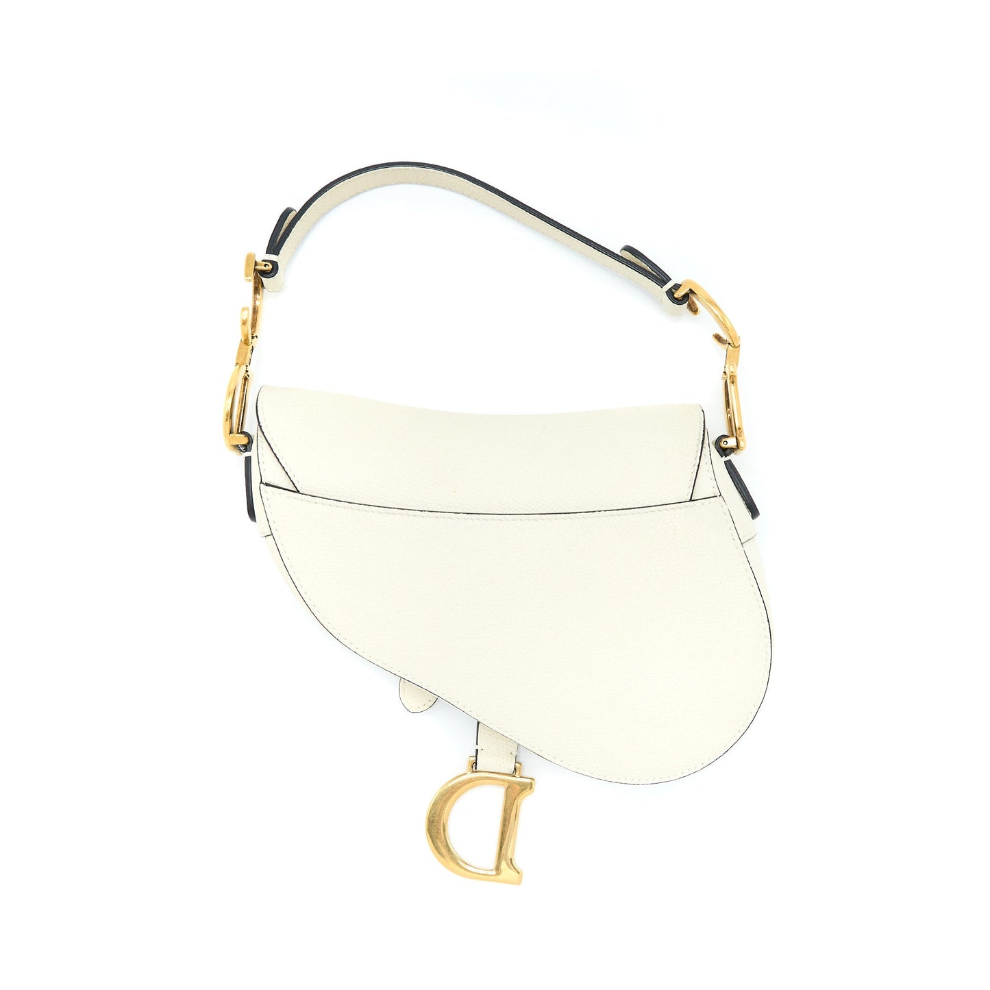 Luxury Dior Mini Saddle Bag Grained Calfskin White GHW