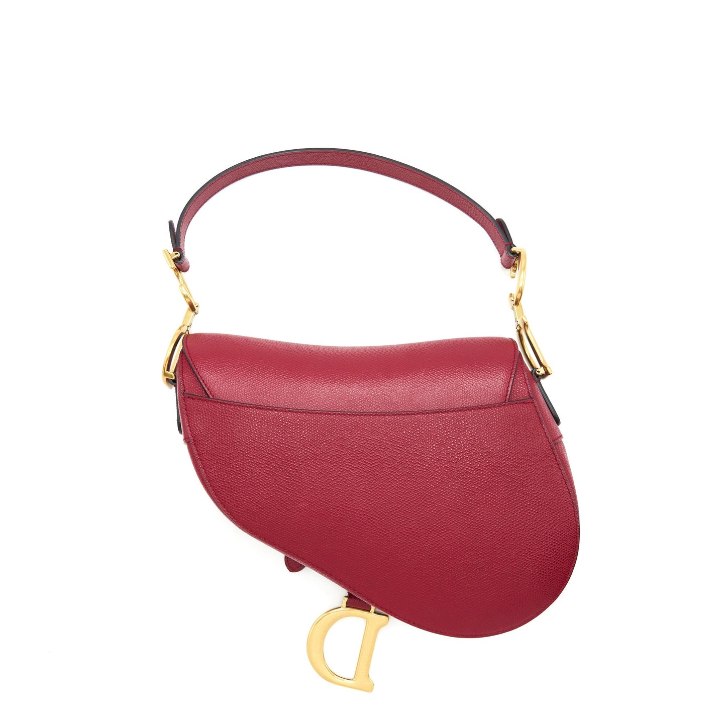 Luxury Dior Medium Saddle Bag Grained Calfskin Dark Red GHW