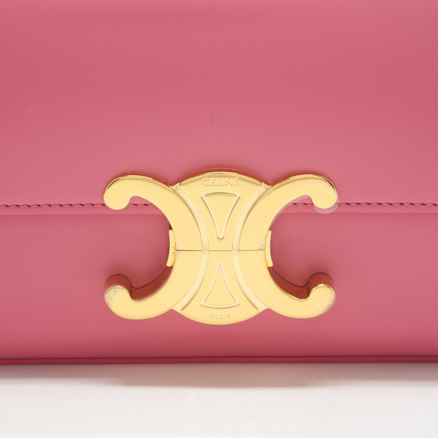 Celine Triomphe Shoulder Bag Shiny Calfskin Flamingo
