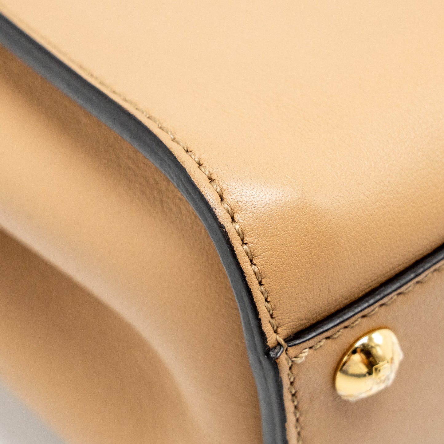 FENDI Mini Peekaboo Calfskin Beige GHW