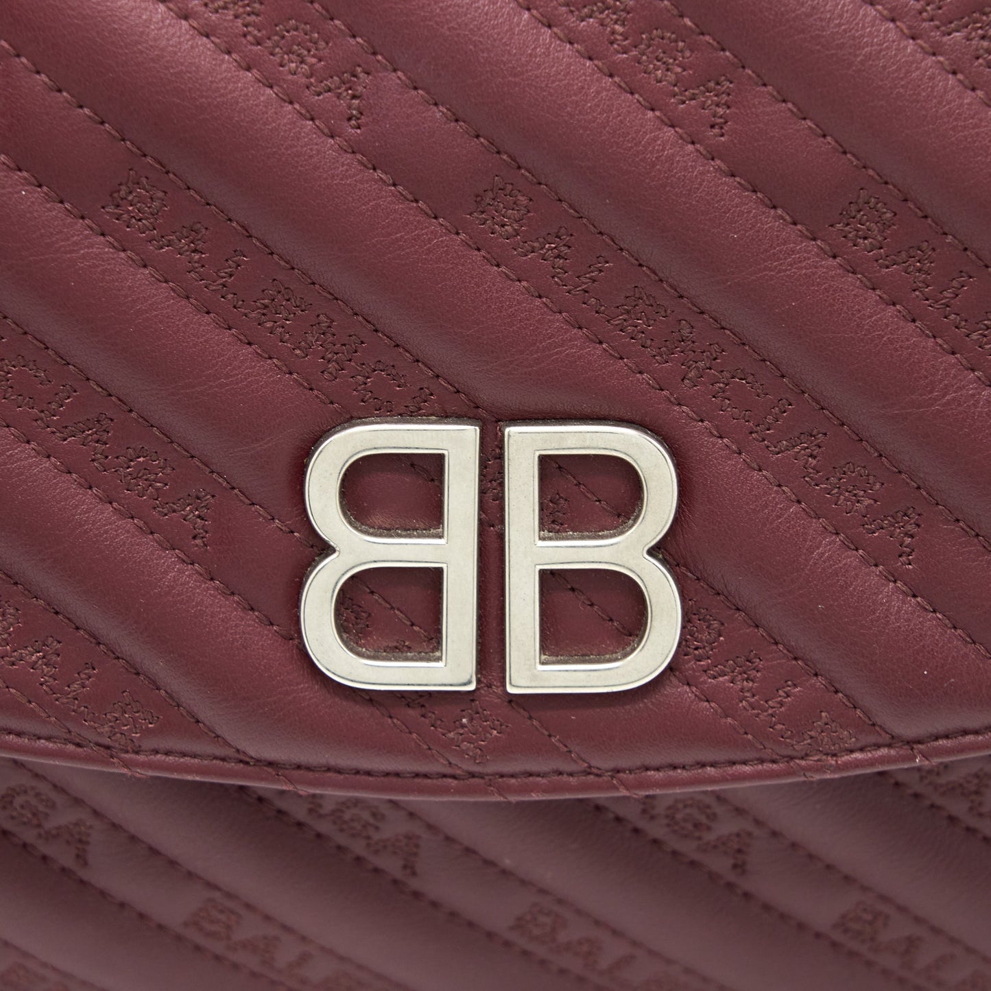 Balenciaga Logo Shoulder Bag Dark Red SHW