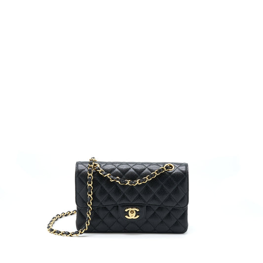 Chanel Small Classic Flap Bag Caviar Black GHW(Microchip)