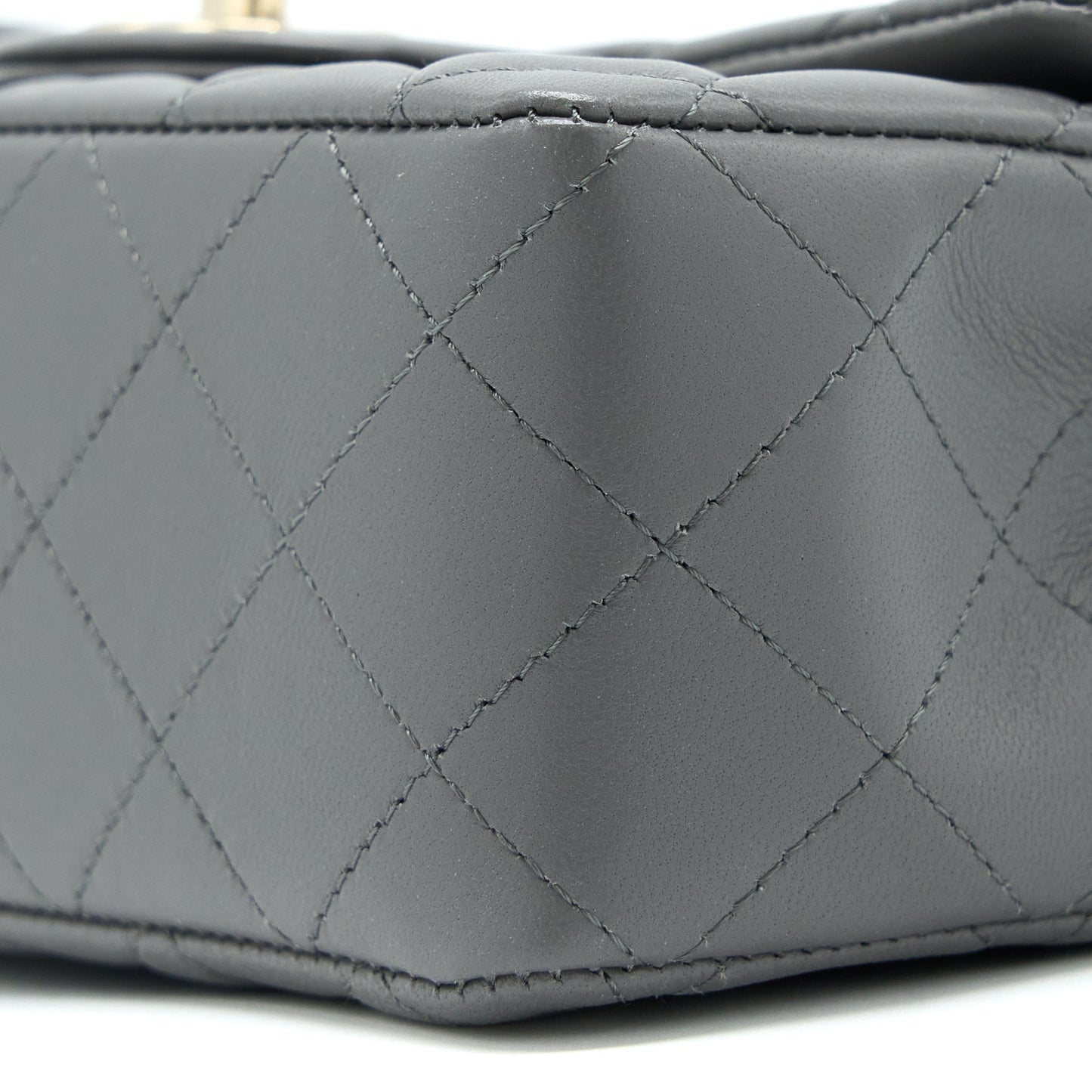 Chanel 22A Mini Rectangular Flap Bag Lambskin Grey LGHW (Microchip)
