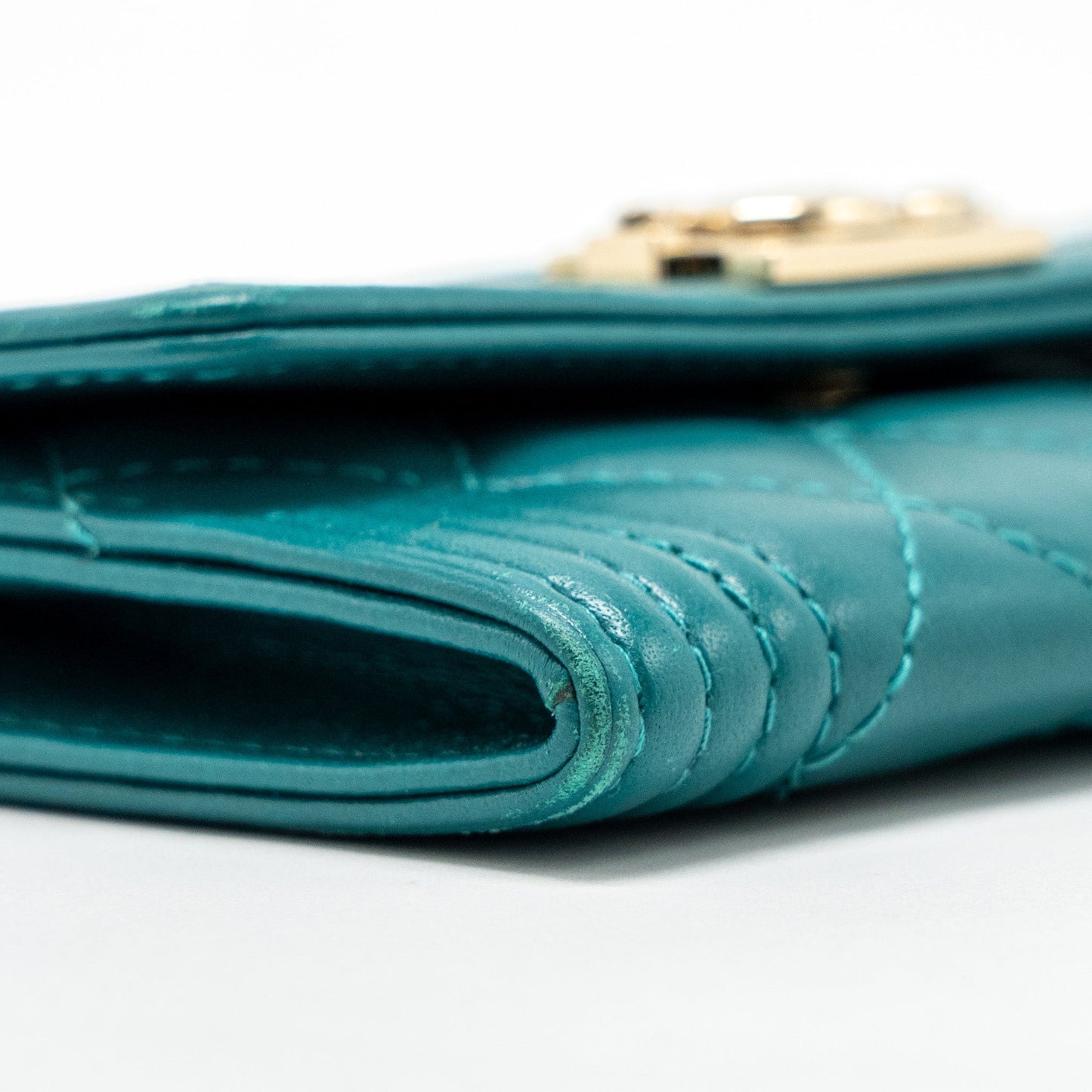 Chanel Boy Flap Card Holder Lambskin Green LGHW