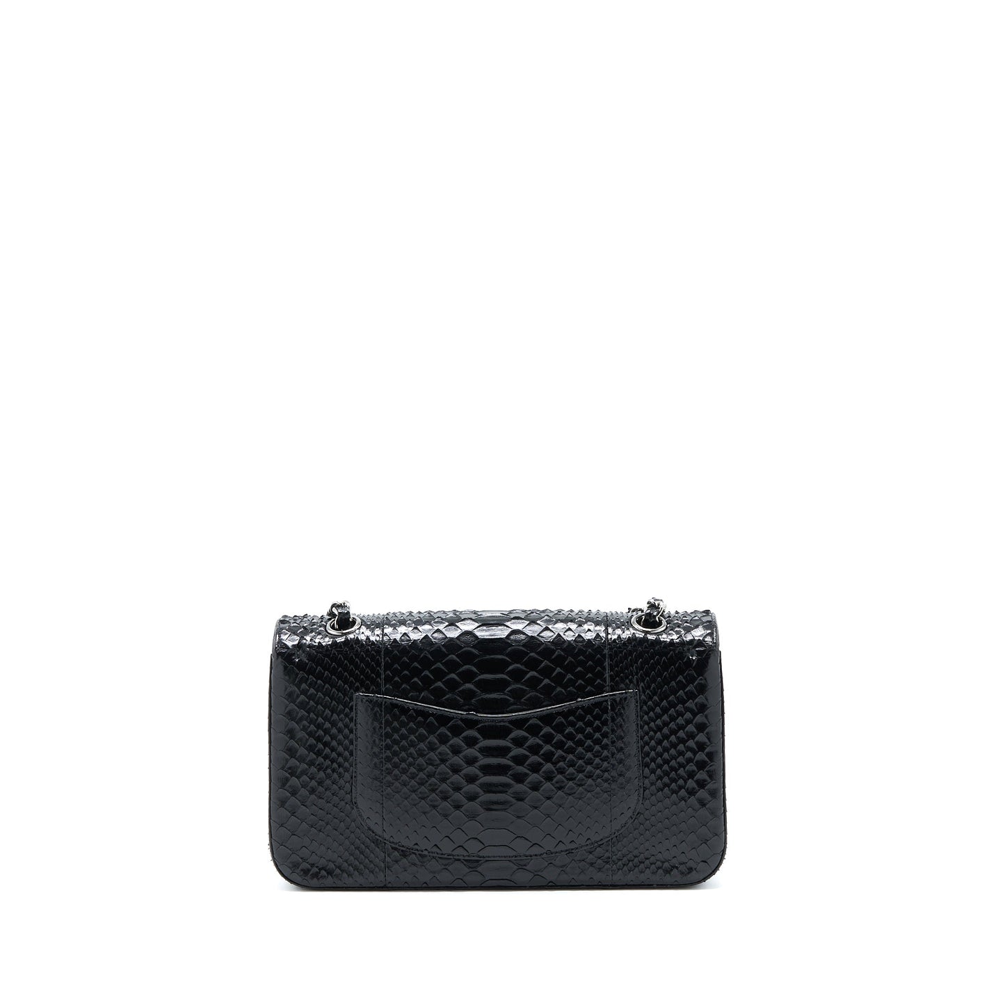 Chanel Medium Classic Double Flap Bag Python Black SHW