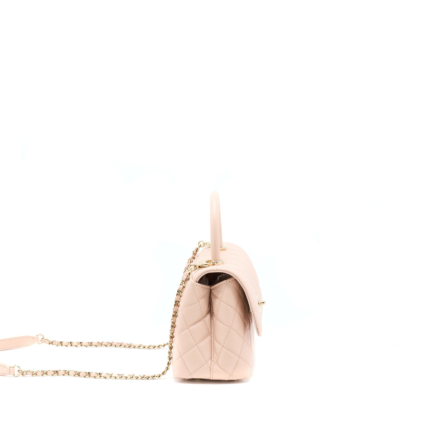 Chanel 21A Small Coco Handle Caviar ND022 Rose Clair / Light Pink LGHW(Microchip)