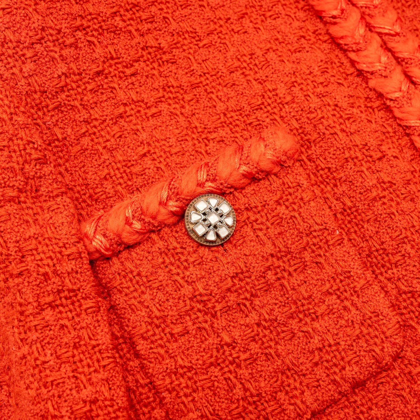 Chanel Size 36 19K Tweed Zip Up Jacket Wool Dark Orange