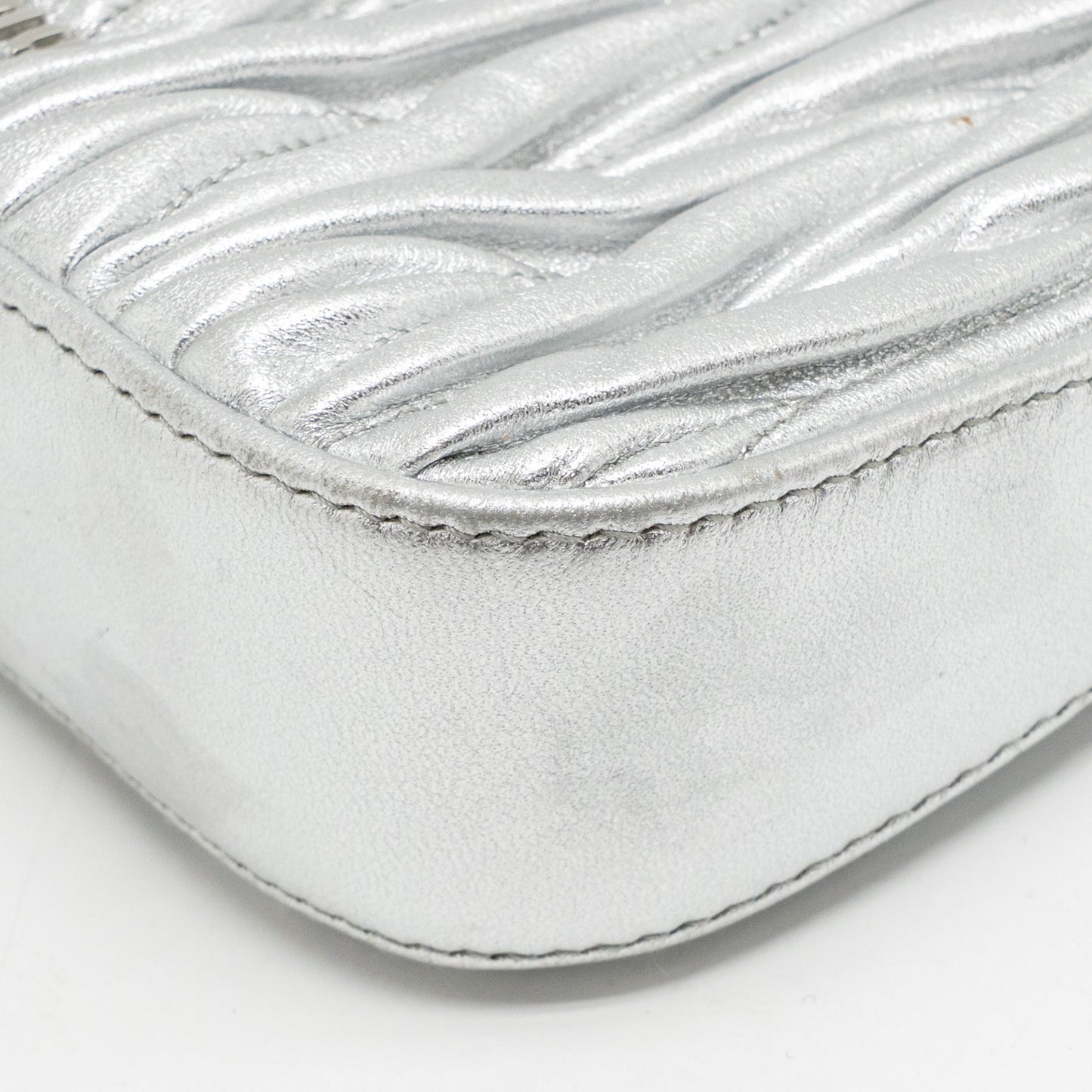Miu Miu Sassy Bag Matelasse Napa Leather Silver SHW