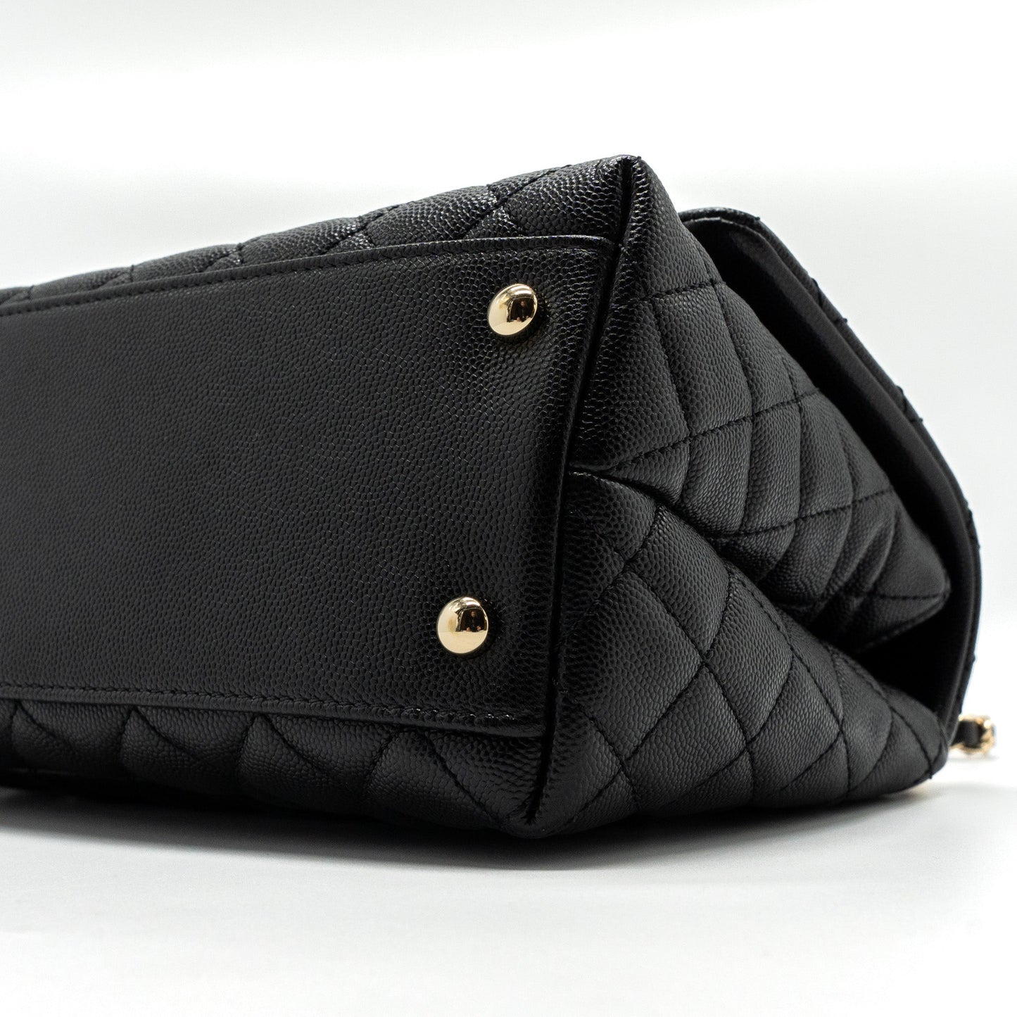 Chanel Medium Coco Handle Flap Bag Lizard Embossed Handle Caviar Black LGHW