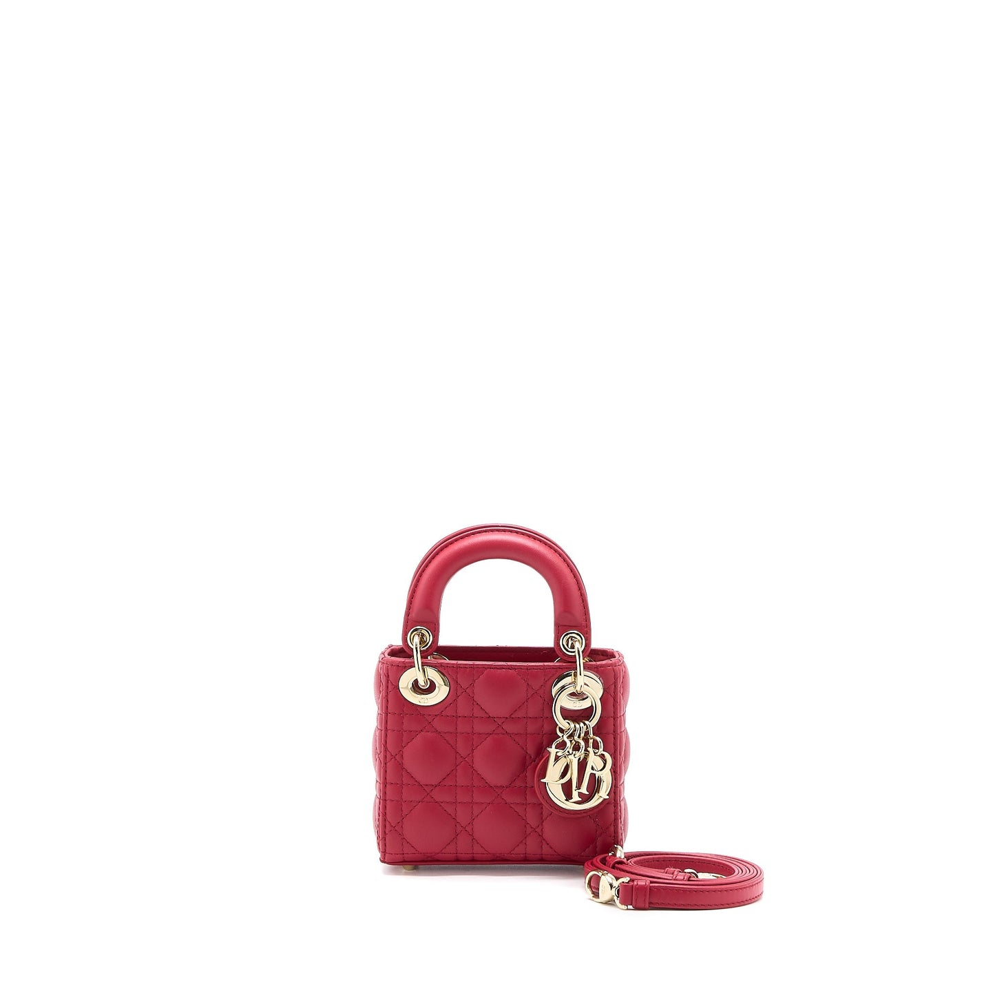 Luxury Dior Micro Lady Luxury Dior Bag Cannage Lambskin Red LGHW