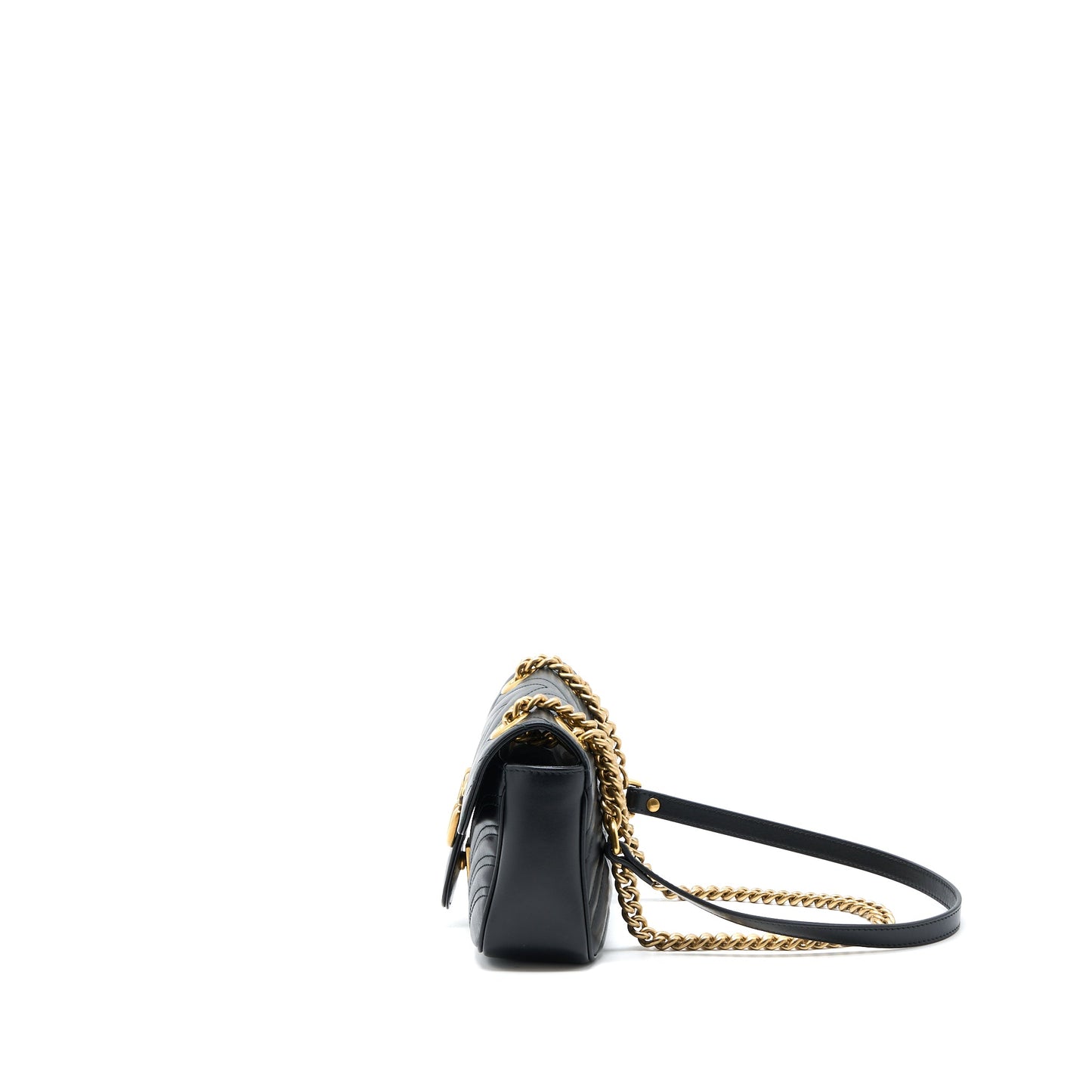 Gucci Small Marmont Shoulder Bag Calfskin Black GHW