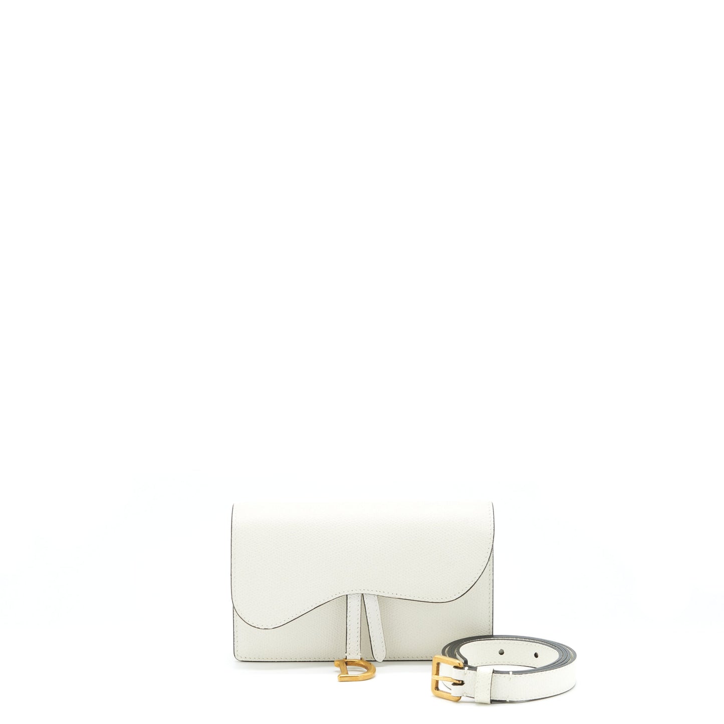 Luxury Dior Saddle Belt Bag Grained Calfskin White GHW